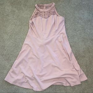 women's nude pink lacey homecoming dress